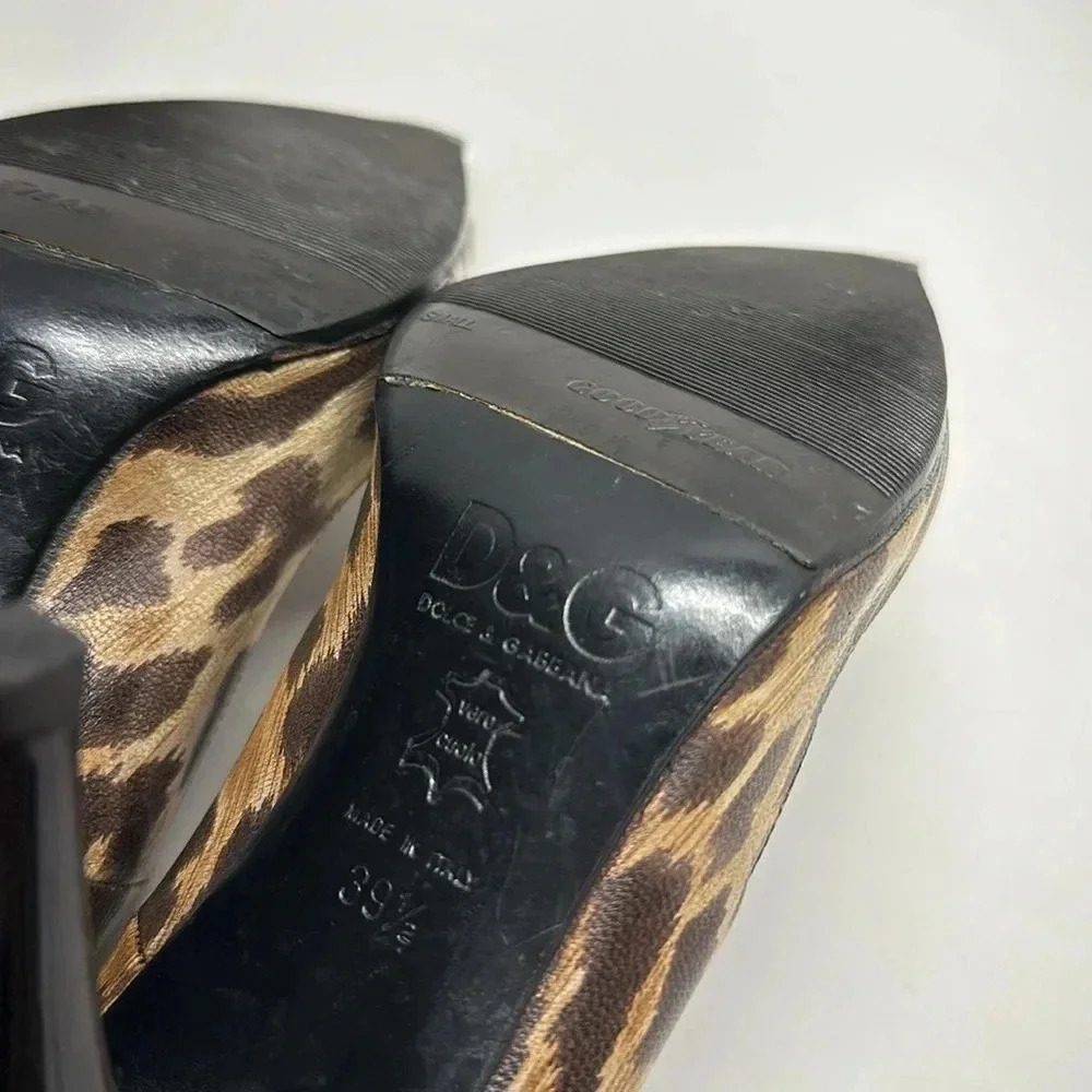 Dolce & Gabanna High Heel Shoes Pumps Cheetah Animal Print Brown Size 39.5 9.5 - Picture 12 of 13